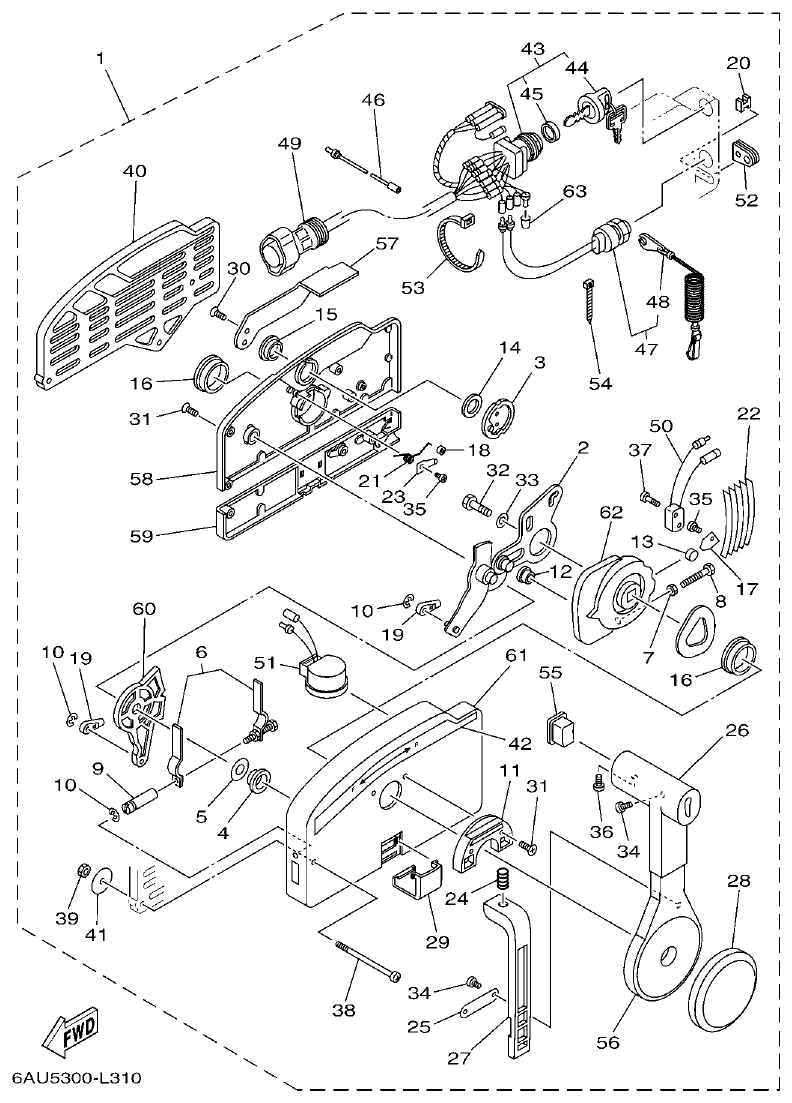 Yamaha 9JMH, 9JE REMOTE CONTROL ASSY parts diagram
